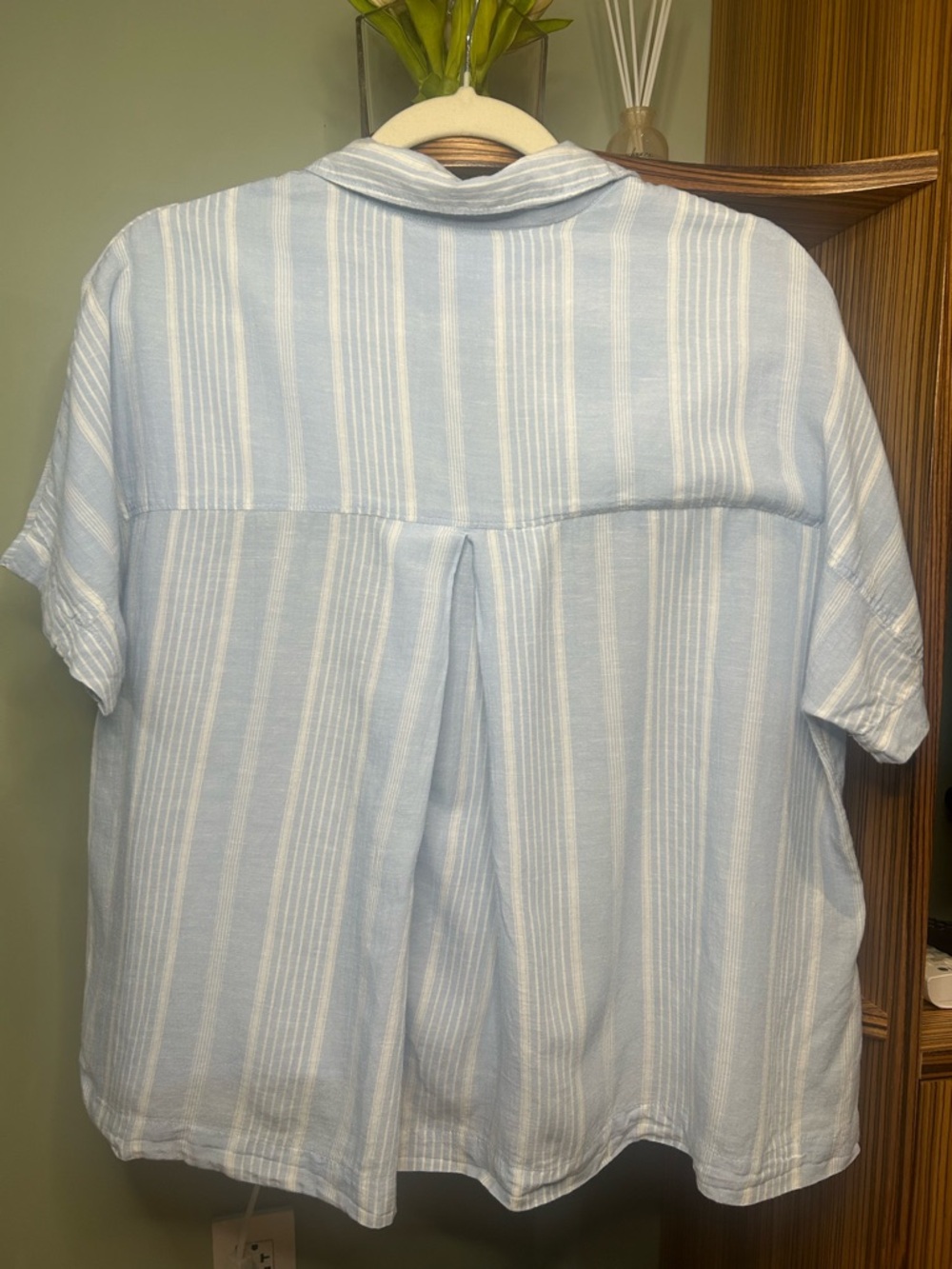 Gap Love Blue & White Striped Button Down Shirt, Linen Blend, Vintage, Y2K - Picture 4 of 5